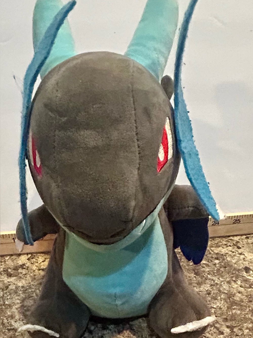Plush Dragon Reptile Toy - Gray & Teal - Brand Unknown
